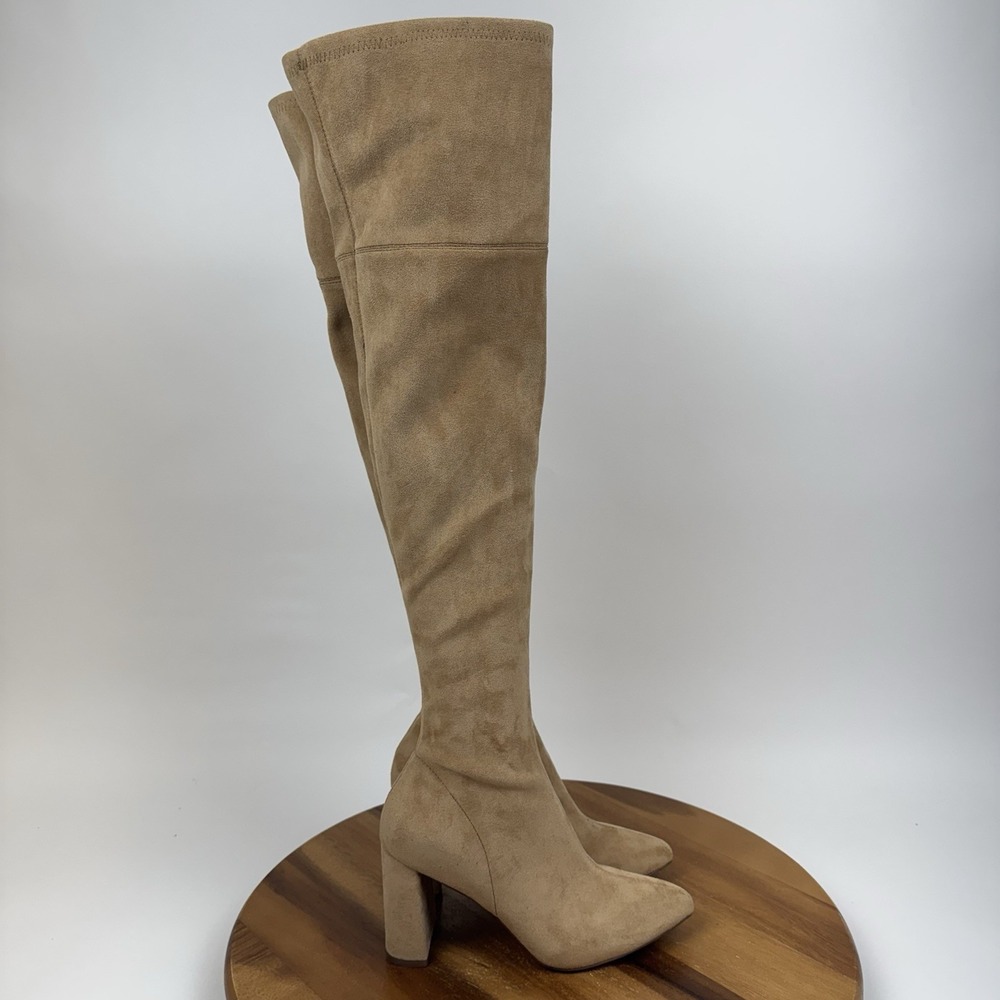 New Womens Jeffrey Campbell Parisah Tan Faux Suede Over The Knee Boots Size 5 M
